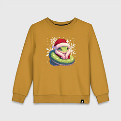 Свитшот хлопковый детский Маленькая зелёная змейка, цвет: горчичный