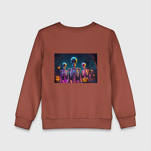 Детский свитшот Страшилки скелеты / Кирпичный – фото 2