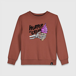 Свитшот хлопковый детский Horror ice cream, цвет: кирпичный