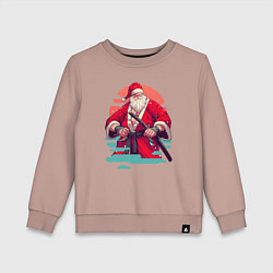Свитшот хлопковый детский Дед Мороз Самурай, цвет: пыльно-розовый