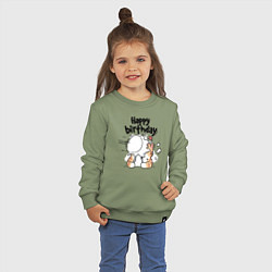 Свитшот хлопковый детский С днём рождения - котэ, цвет: авокадо — фото 2
