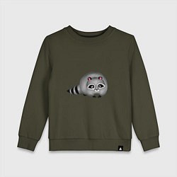 Свитшот хлопковый детский Милый малыш енот, цвет: хаки