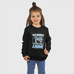 Свитшот хлопковый детский Warning i may start talking about anime, цвет: черный — фото 2