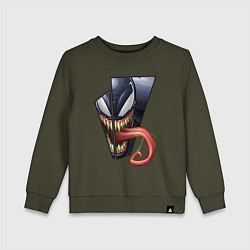 Свитшот хлопковый детский Venom with tongue sticking out, цвет: хаки