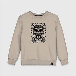 Свитшот хлопковый детский Татуировка смеющегося черепа, цвет: миндальный