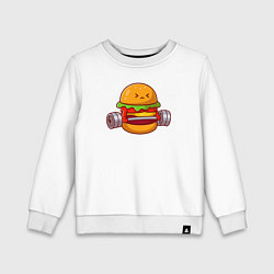 Свитшот хлопковый детский Бургер атлет, цвет: белый