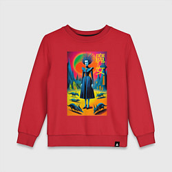 Свитшот хлопковый детский Портрет ведьмы со зверушками - готика, цвет: красный