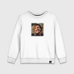 Свитшот хлопковый детский Педро Паскаль мем из Невыносимая тяжесть огромного, цвет: белый