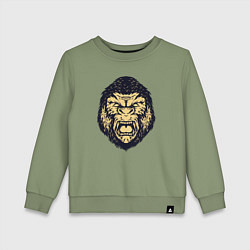 Свитшот хлопковый детский Рёв гориллы, цвет: авокадо