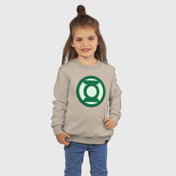 Свитшот хлопковый детский Green lantern logo, цвет: миндальный — фото 2