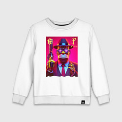 Свитшот хлопковый детский Cyber godfather Homer Simpson - mafia, цвет: белый