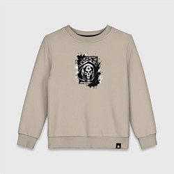 Свитшот хлопковый детский Веселая смерть в капюшоне, цвет: миндальный