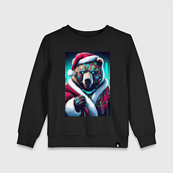 Свитшот хлопковый детский Cyber bear - Santa Claus, цвет: черный