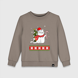 Свитшот хлопковый детский New year cat with candy, цвет: утренний латте