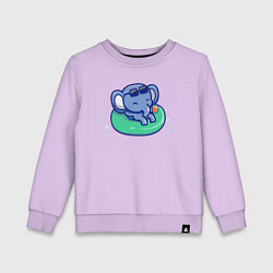 Свитшот хлопковый детский Слоник в бассейн, цвет: лаванда