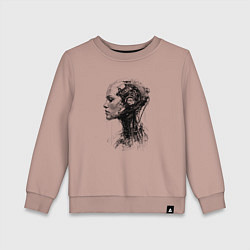 Свитшот хлопковый детский Девушка андроид в профиль, цвет: пыльно-розовый