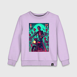 Свитшот хлопковый детский Рик Санчес крутой байкер - нейроарт, цвет: лаванда