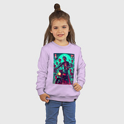 Свитшот хлопковый детский Рик Санчес крутой байкер - нейроарт, цвет: лаванда — фото 2