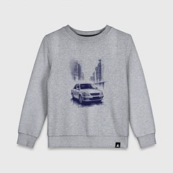 Свитшот хлопковый детский Автомобиль в синих тонах, цвет: меланж