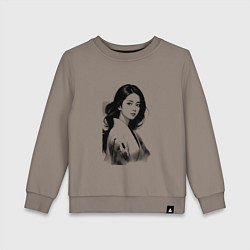 Свитшот хлопковый детский Азиатская девушка в кимоно, цвет: утренний латте