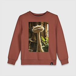 Свитшот хлопковый детский Кот с длинной шеей, цвет: кирпичный
