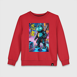 Свитшот хлопковый детский Тоторо кибер ниндзя - неоновое свечение, цвет: красный