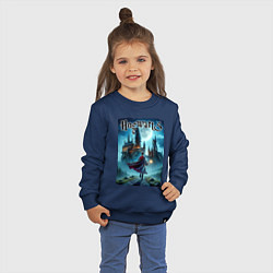 Свитшот хлопковый детский Harry Potter with a magic wand - Hogwarts, цвет: тёмно-синий — фото 2