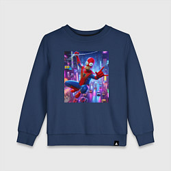 Свитшот хлопковый детский Homer Simpson and Spider man - collaboration, цвет: тёмно-синий