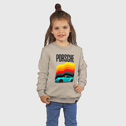 Свитшот хлопковый детский Автомобиль Porsche на фоне флага Германии, цвет: миндальный — фото 2