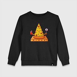 Свитшот хлопковый детский Pizza yoga, цвет: черный