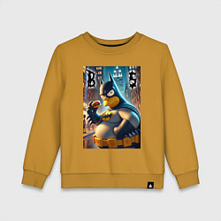 Свитшот хлопковый детский Batsimpson - ai art fantasy, цвет: горчичный