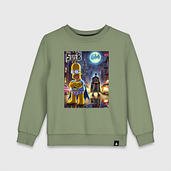 Детский свитшот Homer Simpson vs Batman - ai art joke