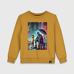 Свитшот хлопковый детский Rick and Morty are homeless people from New York, цвет: горчичный