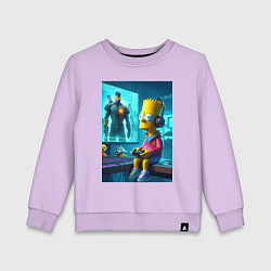 Свитшот хлопковый детский Bart Simpson is an avid gamer, цвет: лаванда
