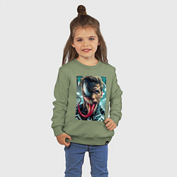 Свитшот хлопковый детский Venom and Eddie - ai art fantasy, цвет: авокадо — фото 2