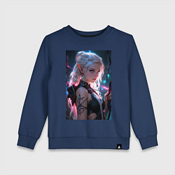 Свитшот хлопковый детский Прекрасная девушка-эльф с луком, цвет: тёмно-синий