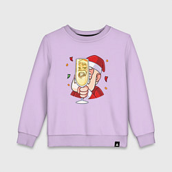 Свитшот хлопковый детский Счастливый дед мороз с шампанским, цвет: лаванда