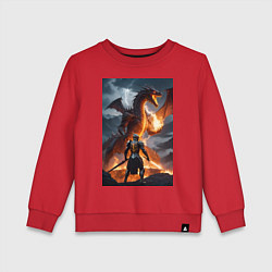 Свитшот хлопковый детский Сражение с драконом, цвет: красный