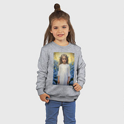 Свитшот хлопковый детский Девочка в саду синих роз, цвет: меланж — фото 2