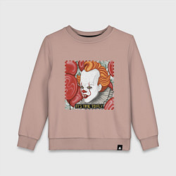 Свитшот хлопковый детский Пиксельный Пеннивайз, цвет: пыльно-розовый