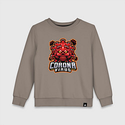 Свитшот хлопковый детский Страшный коронавирус, цвет: утренний латте
