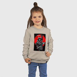 Свитшот хлопковый детский Кровавый японский самурай, цвет: миндальный — фото 2