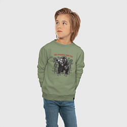 Свитшот хлопковый детский Сила предков в нашей крови - медведь Велес, цвет: авокадо — фото 2