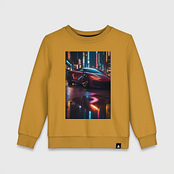 Свитшот хлопковый детский Суперкар и неон, цвет: горчичный