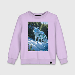 Свитшот хлопковый детский Кристальный волк на снегу, цвет: лаванда