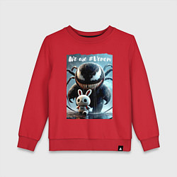 Свитшот хлопковый детский Мультяшный Веном присмотрел себе кролика - мем, цвет: красный