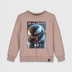 Свитшот хлопковый детский Мультяшные Веном и человек паук - мем, цвет: пыльно-розовый