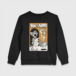Свитшот хлопковый детский Том и Джерри - тосты, цвет: черный
