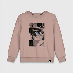 Свитшот хлопковый детский Тревожный взгляд, цвет: пыльно-розовый