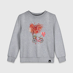 Свитшот хлопковый детский Велосипед с сердечным деревом и цветами, цвет: меланж